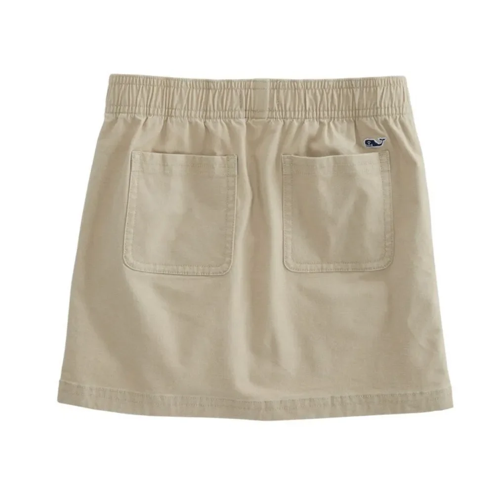 NWT New VINEYARD VINES Khaki Sand Elastic Waist Skirt Whale Logo Girls 8